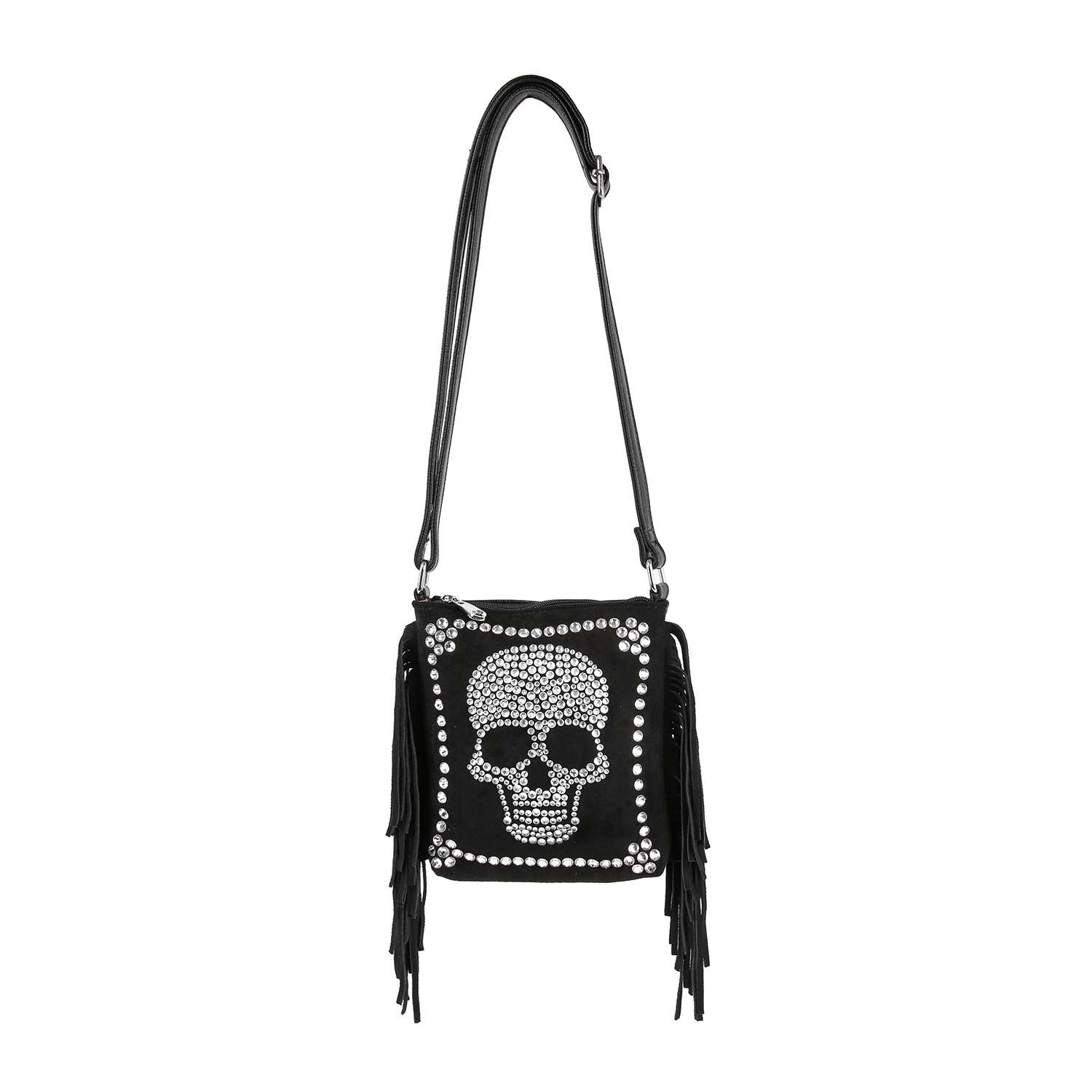 ⚡ Skull Accented Fringe Shoulder Bag