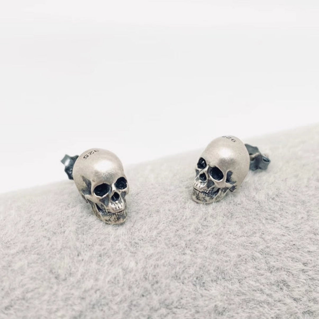 Sterling Silver Skull Stud Earrings
