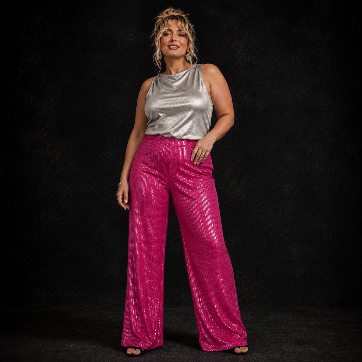 Starlight Sequin Wide-Leg Pants