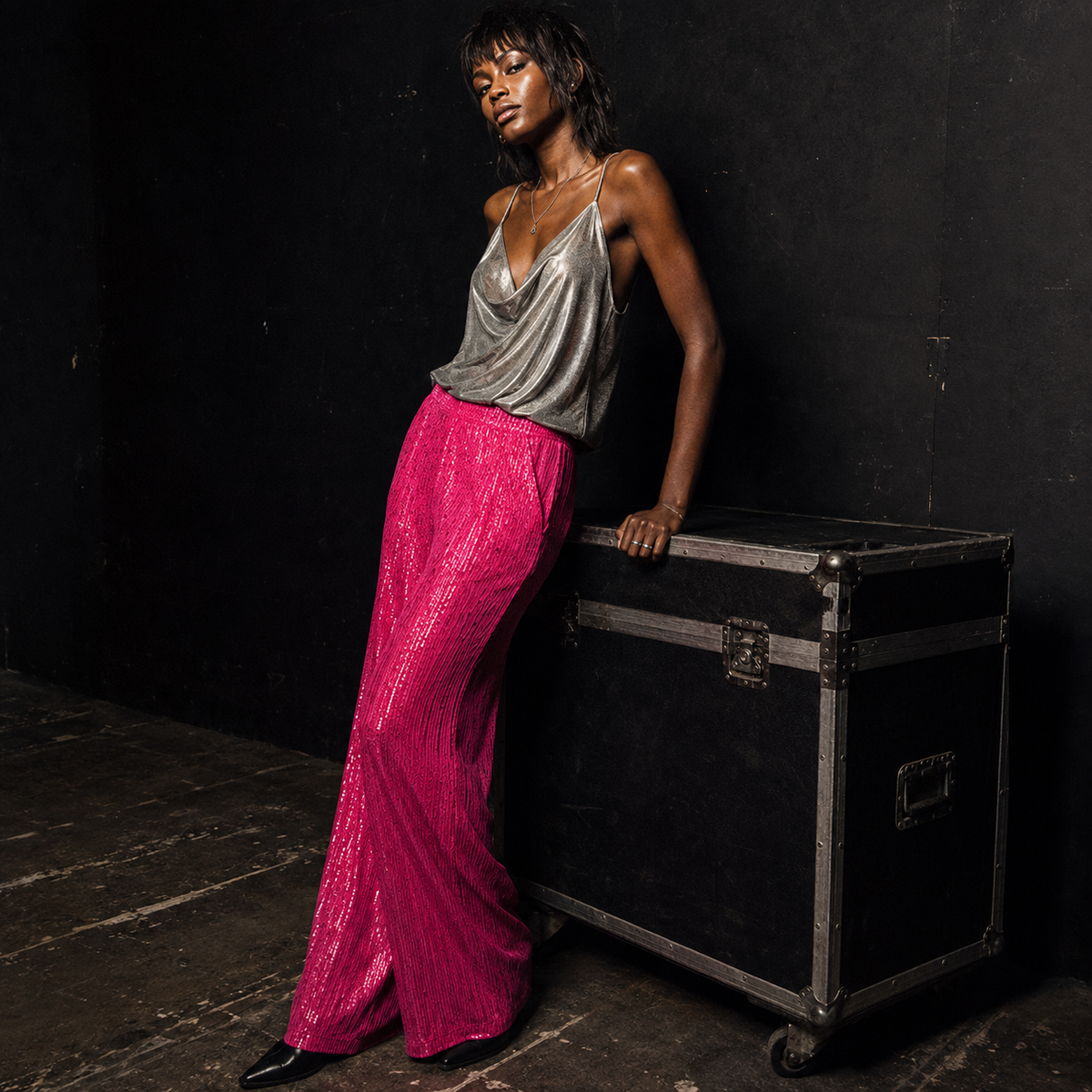 Starlight Sequin Wide-Leg Pants