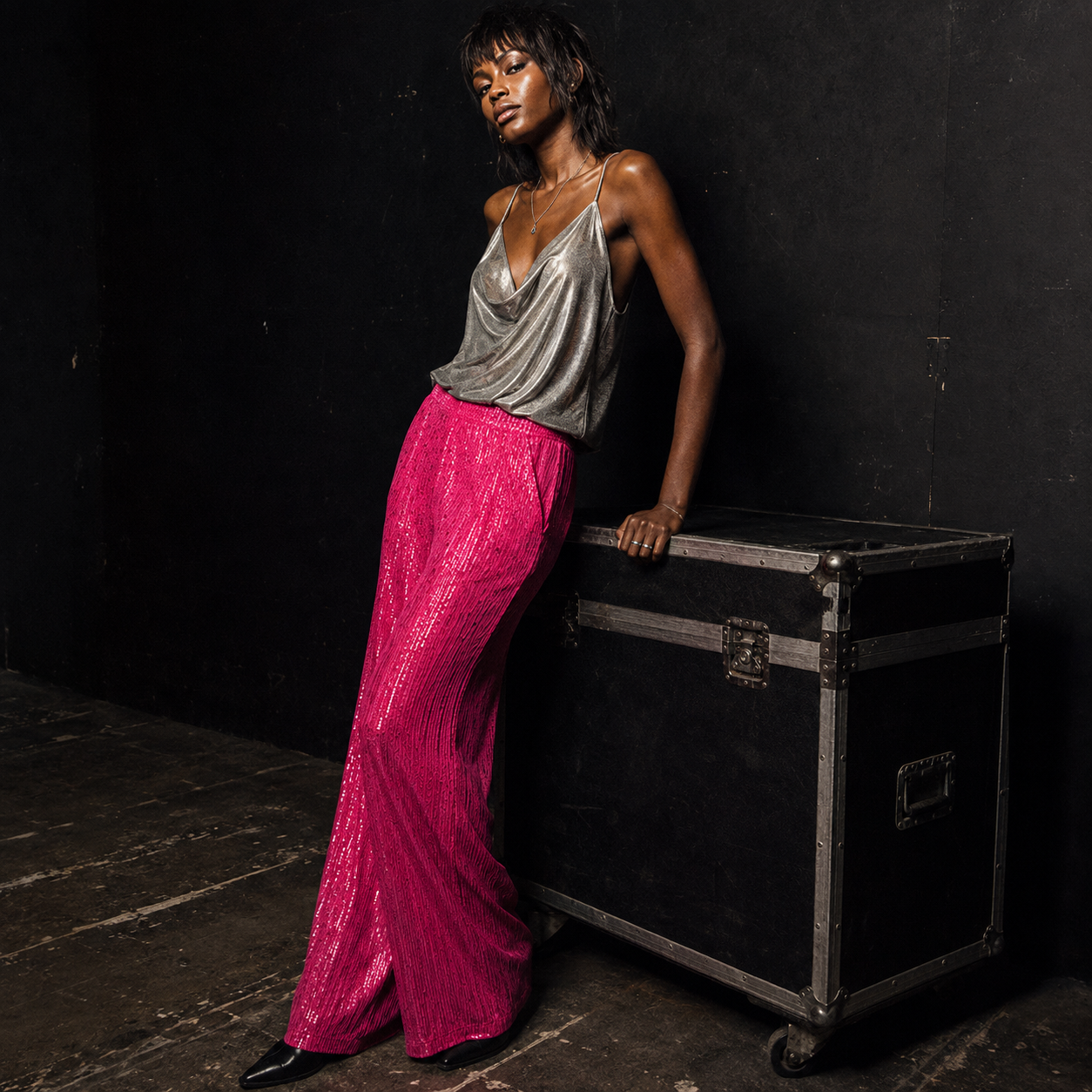 Starlight Sequin Wide-Leg Pants