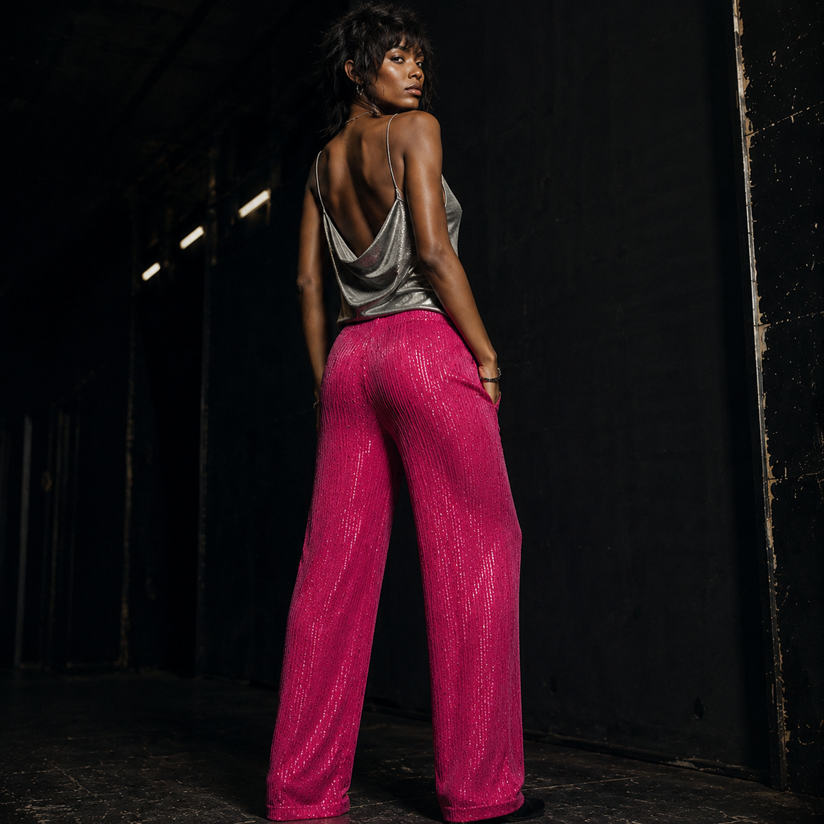 Starlight Sequin Wide-Leg Pants