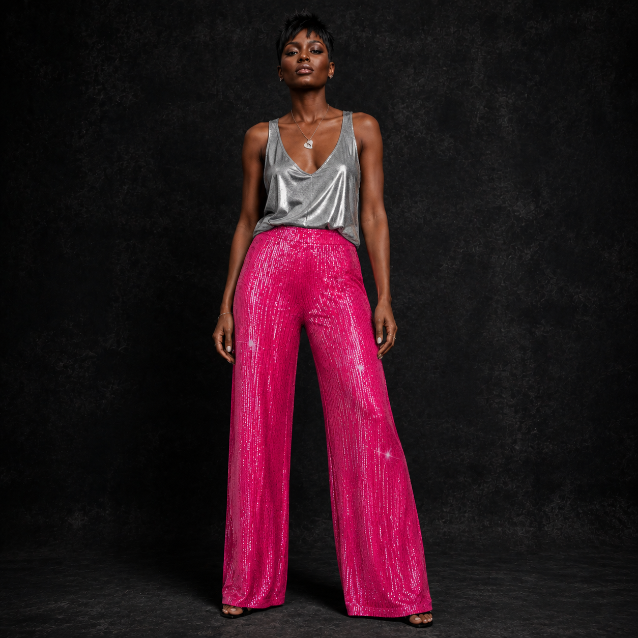 Starlight Sequin Wide-Leg Pants