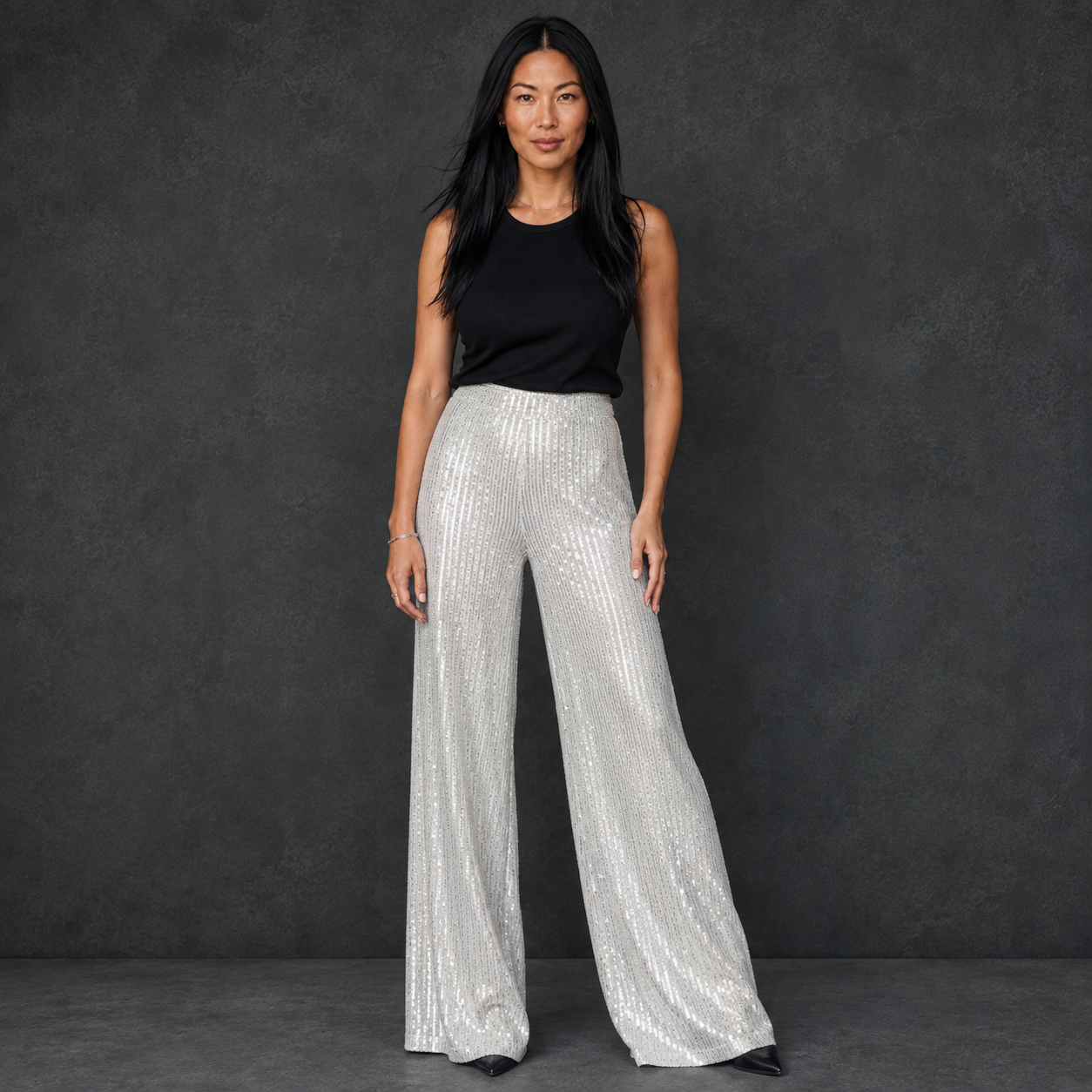 Starlight Sequin Wide-Leg Pants