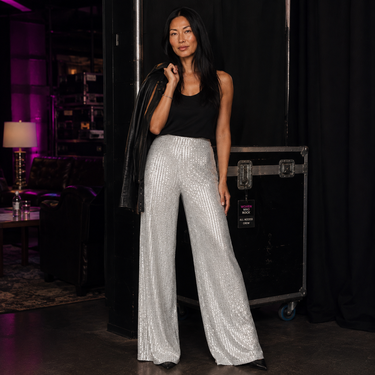 Starlight Sequin Wide-Leg Pants