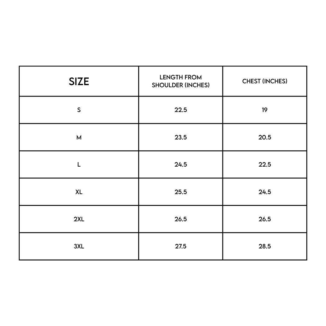 Girls Make Better Rockstars T-Shirt size chart