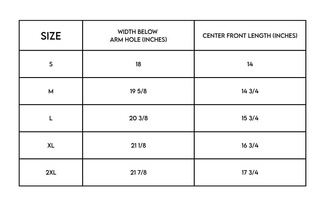 Girls Make Better Rockstars Tank Top size chart