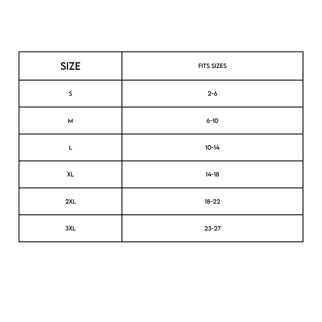 Support Women In Music T-Shirt size chart