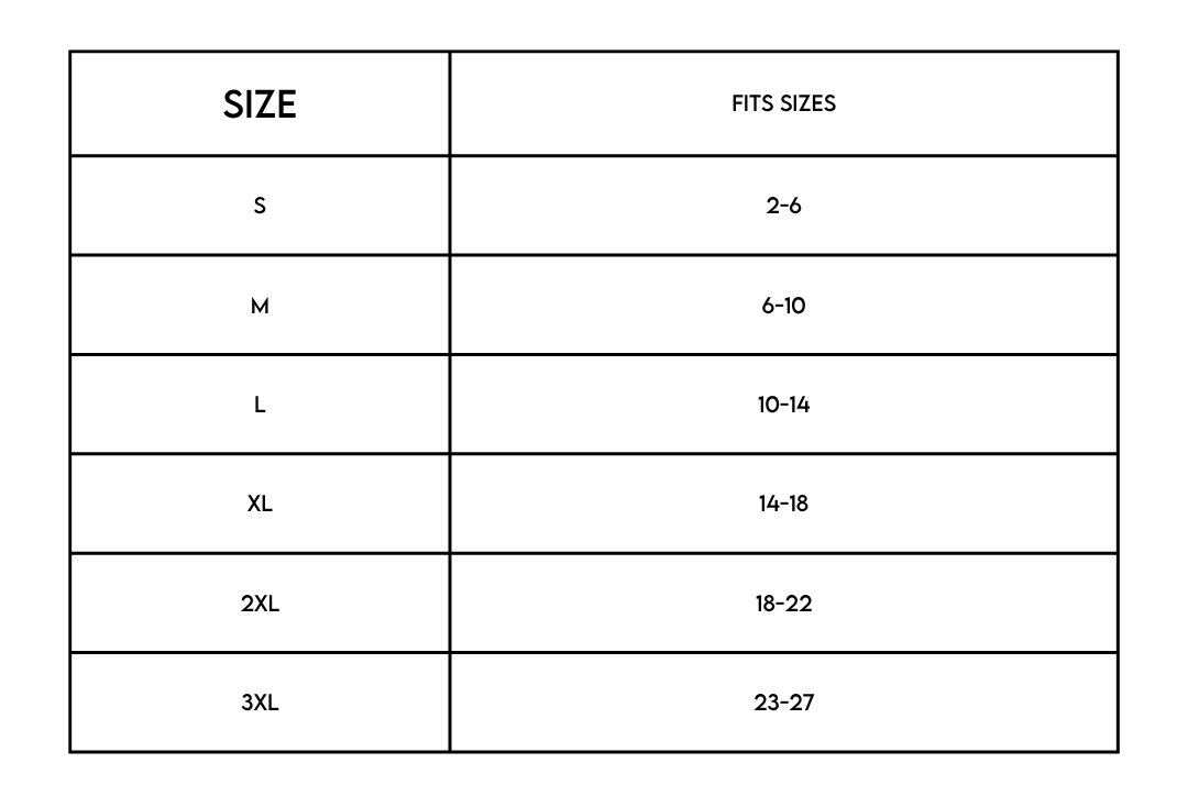 Support Women in Sports T-Shirt size chart