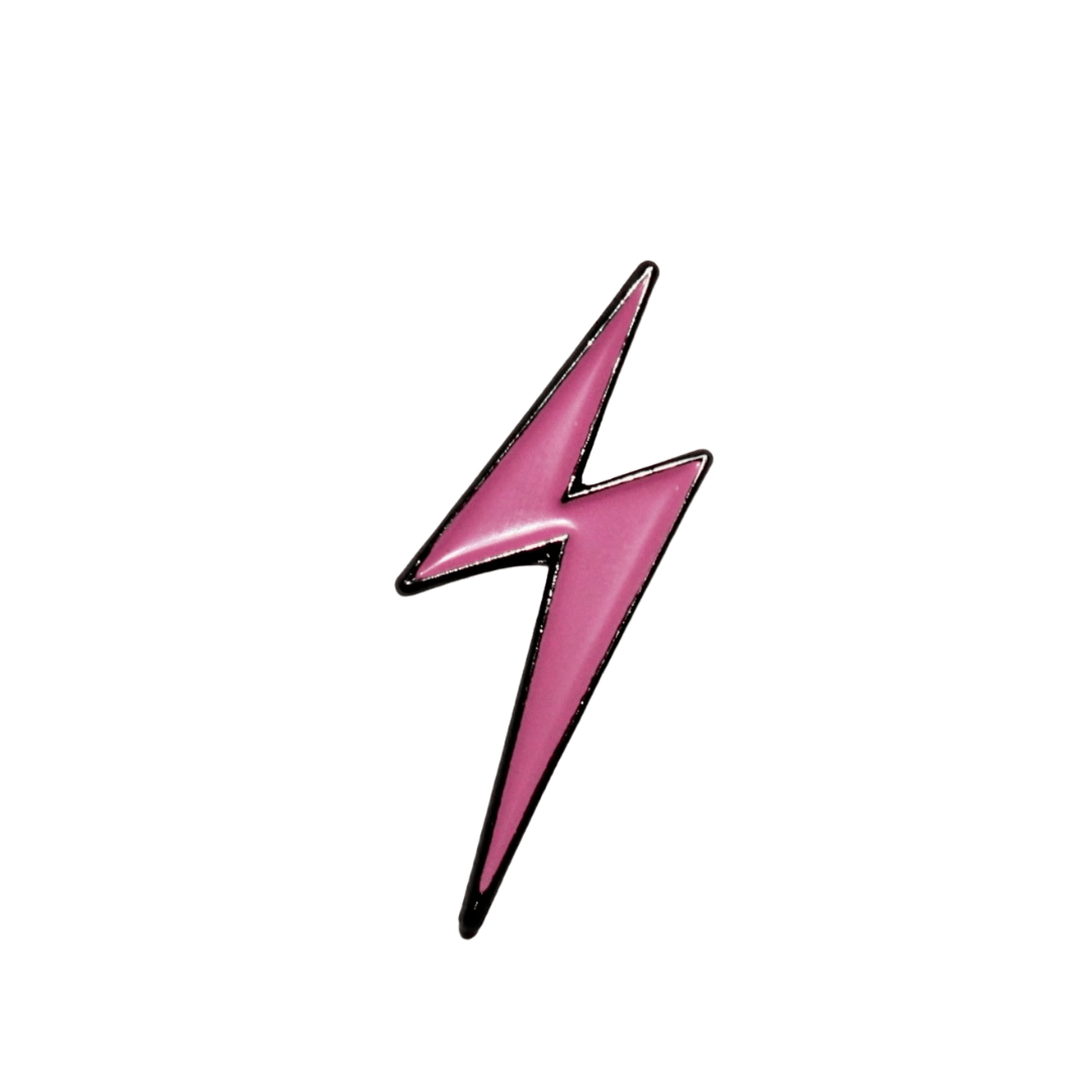 Lightning Bolt Matte Pink Pin - Women Who Rock