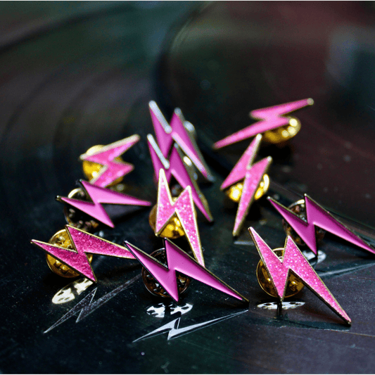 Lightning Bolt Matte Pink Pin - Women Who Rock
