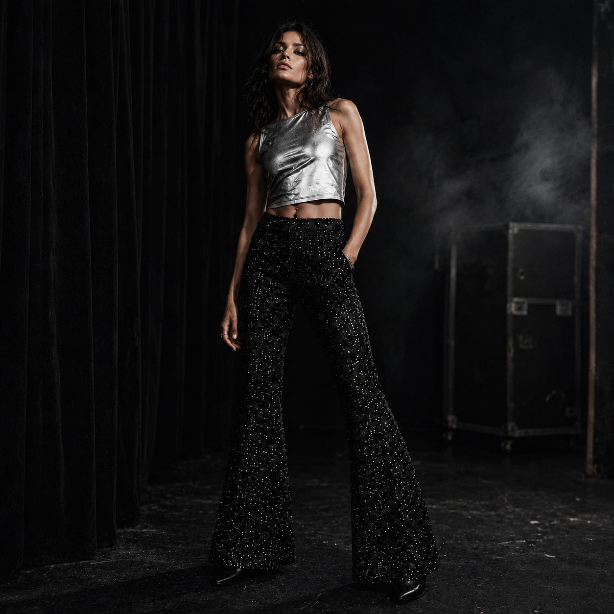 Midnight Sequin Flare Pants