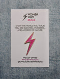 Load image into Gallery viewer, Lightning Bolt Pink Glitter Pin - Women Who Rock
