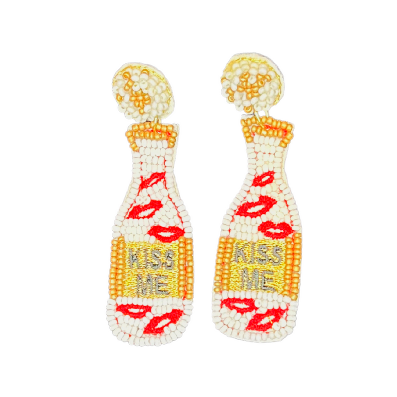 'Kiss Me' Champagne Bottle Earrings