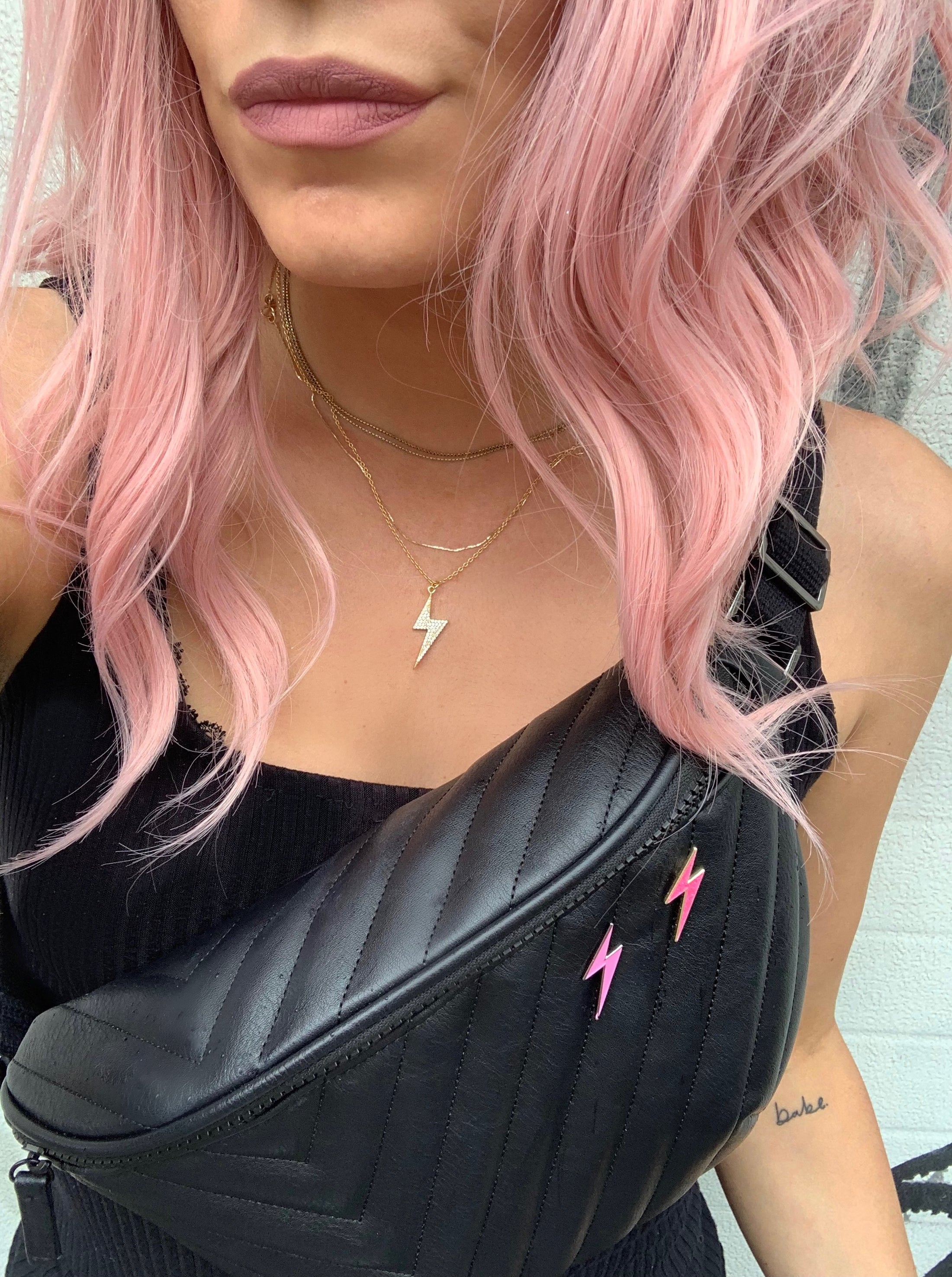 Lightning Bolt Pink Glitter Pin - Women Who Rock