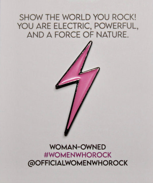 Lightning Bolt Matte Pink Pin - Women Who Rock
