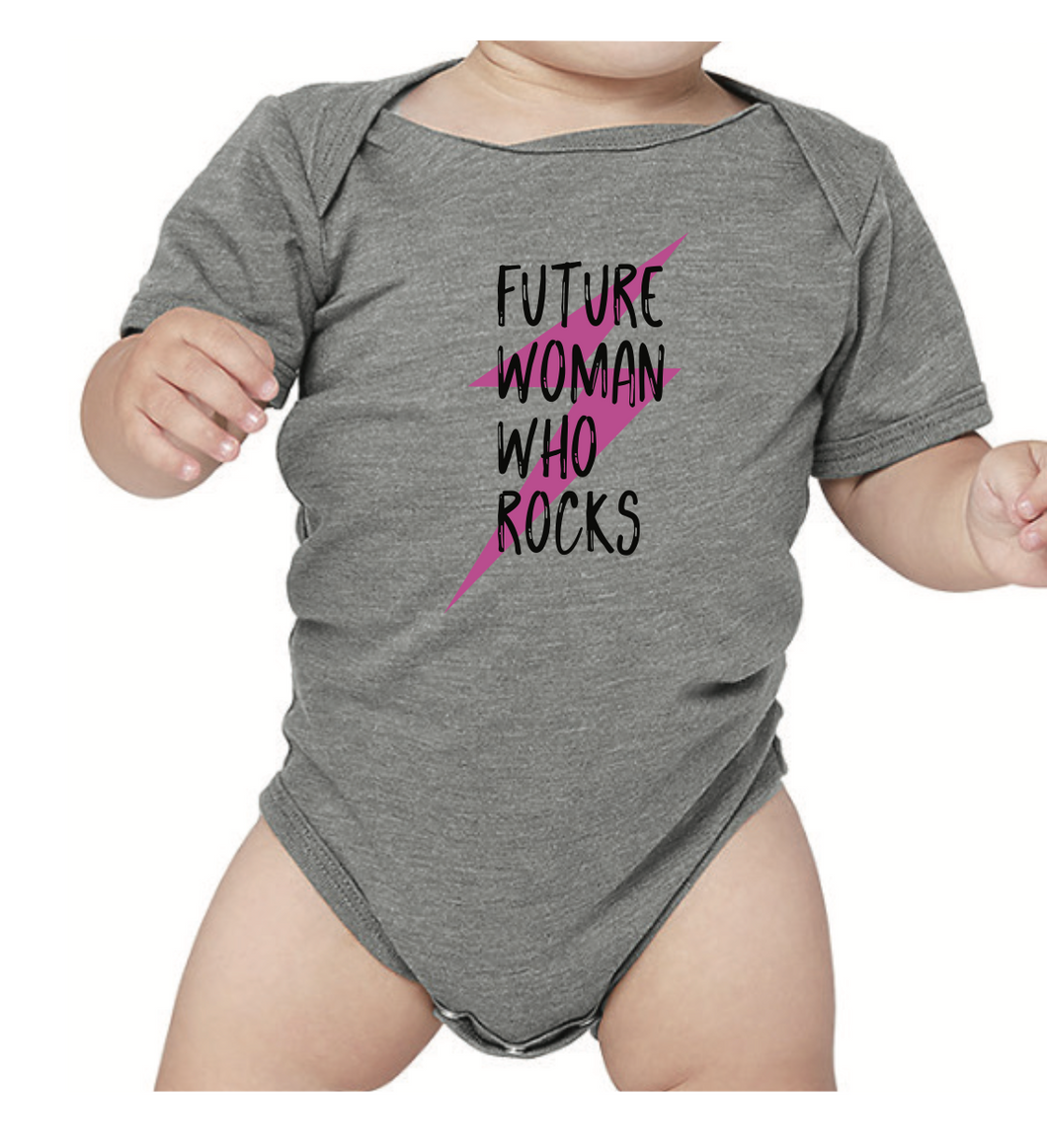 Baby Future Woman Who Rocks - Grey - Women Who Rock