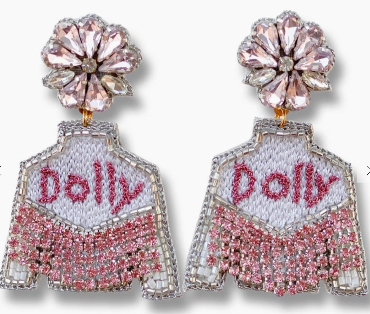 Dolly Parton Pink Fringe Jacket Earrings
