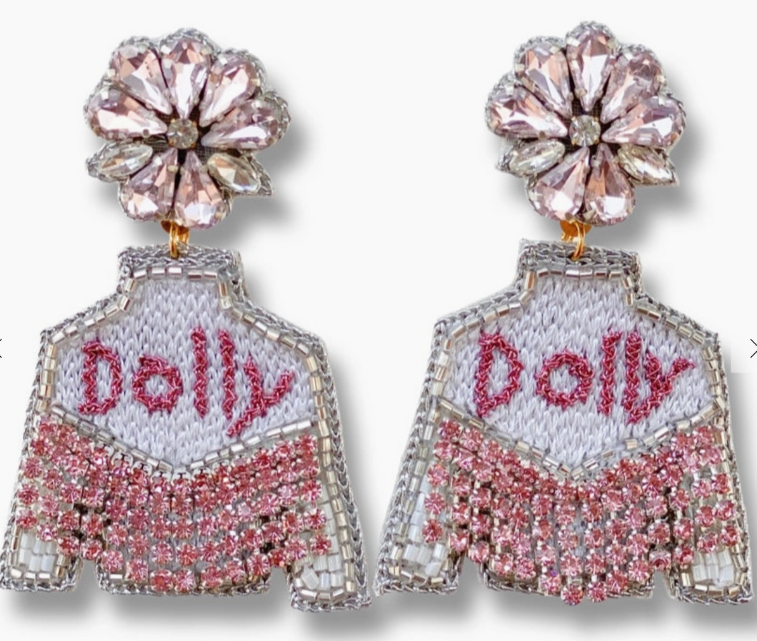 Dolly Parton Pink Fringe Jacket Earrings
