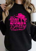 Holly Dolly Crewneck Fleece Sweatshirt Black/Hot Pink